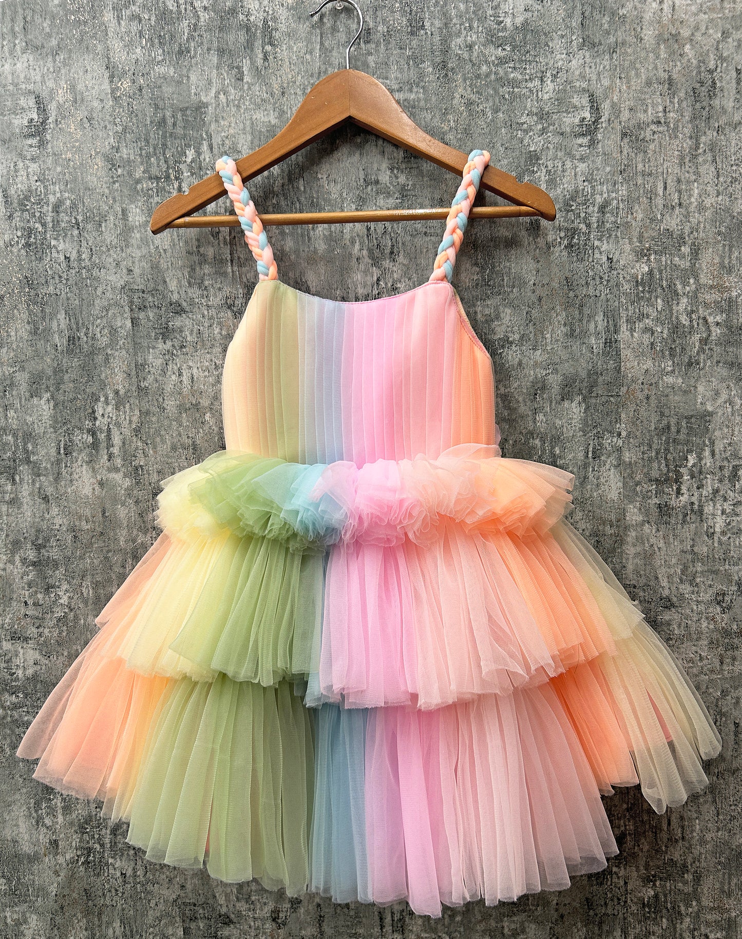 Kiddocraze Multicolor Net Birthday Frock For Girl