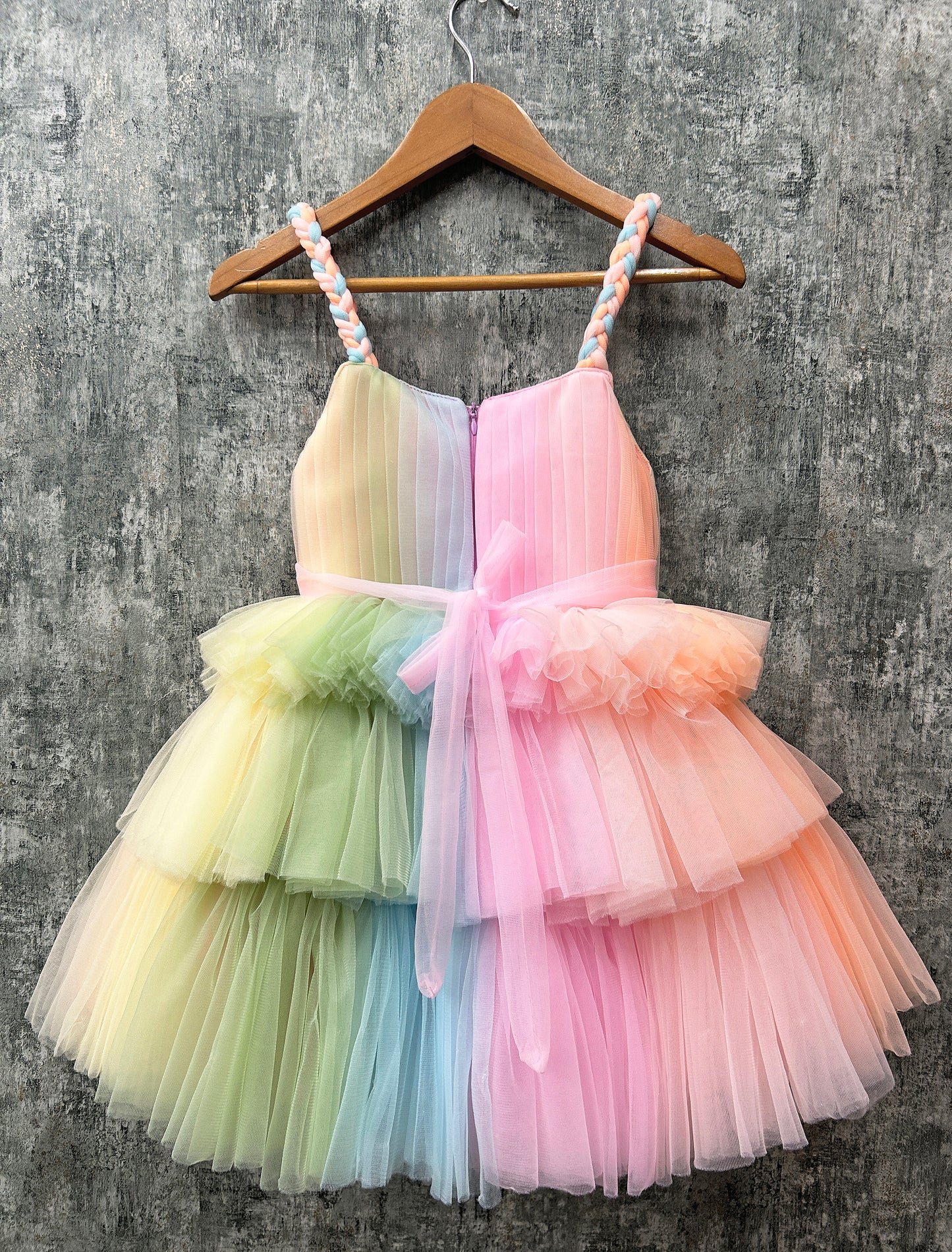 Kiddocraze Multicolor Net Birthday Frock For Girl