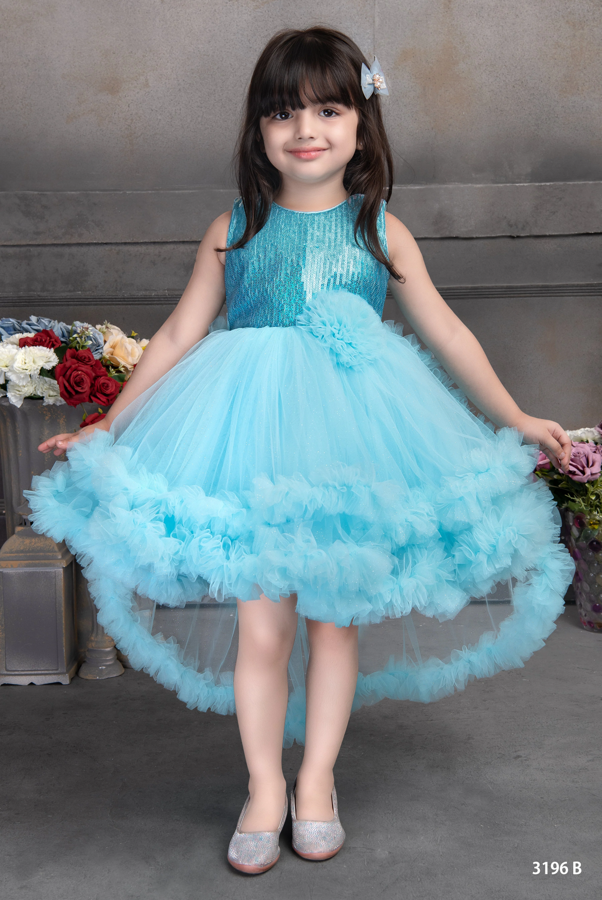 Kiddocraze Firoji Net Party Kids Frock Dress